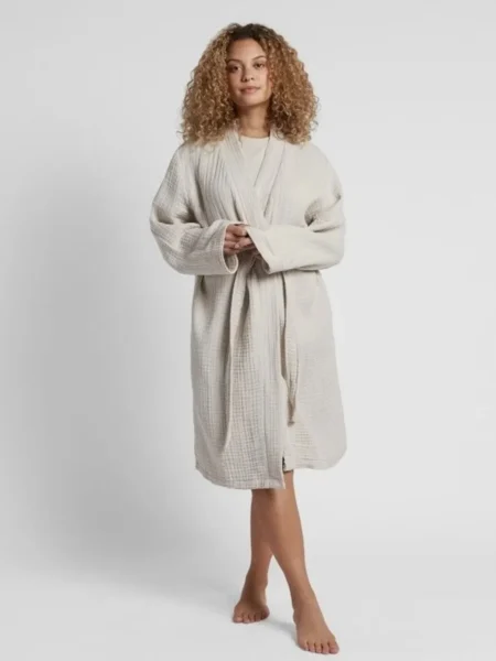 Ekru Organik Sertifikalı 4 Kat Müslin Sabahlık