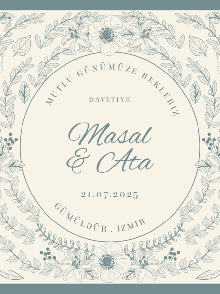 Davetiye - Düğün / Nişan /Kına / Save The Date - (14x14 cm)